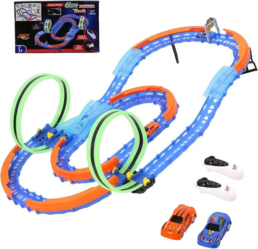 Slot Car Race Track Set with 2 High-Speed Cars,Racing Game with 2 Controllers, Electric Remote Control Track Car, Learning Toy for Boys and Girls Ages 3-12, Gift for Kids(Medium)