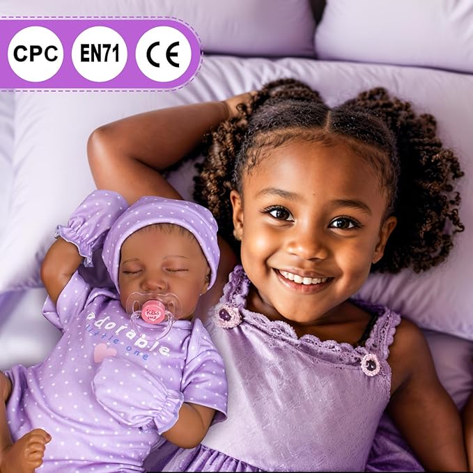 Aori Reborn Baby Dolls Black Girl - 18-inch Realistic Baby Dolls, Lifelike Soft Vinyl Black American Doll, Nice Gift for Kids, Pre-Parents, Grand-Parents, Doll Collectors