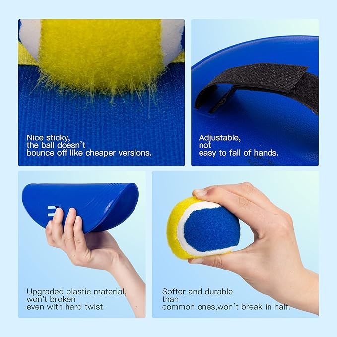 EVERICH TOY Upgraded Toss and Catch Ball Game Set - Indoor and Outdoor Games for Kids 3-12, Beach Sand Pool Water Toy Includes 2 Paddles 2 Sticky Balls, Great Birthday Gifts for Boys Girls