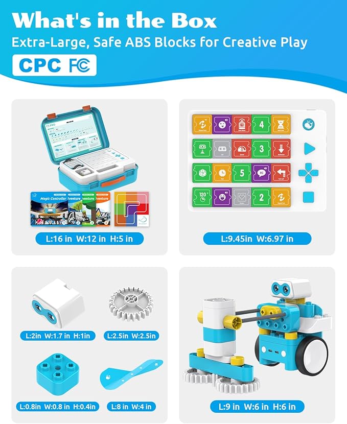WhalesBot C3 Pro 12-in-1 Remote Control & Coding Robot Kit for Kids 4+, Advanced Smart Panel & Cards Programming, Educational STEM Toy, Block Building Set with Controller & Motor for Kids 4-6, 5-7