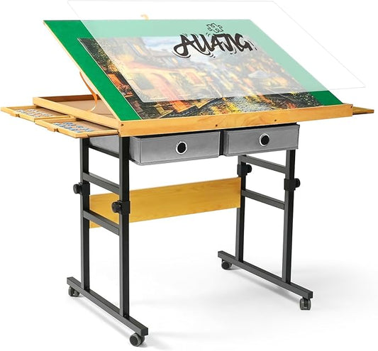 ALL4JIG 1500 Pieces Jigsaw Puzzle Table with Legs, 34.2"x25.2" Adjustable Puzzle Board for Adults, 3-Tilting Angles, Multi-Functional with 4+2 Drawers & Protective Cover