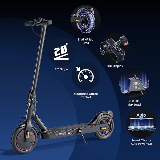 Electric Scooters - Electric Scooter for Kids, 500W/1000W/1500W Motor, 18/25/28 MPH Top Speed, 8.5'' /9.3'' /10'' Tires, 21/28 Miles Long Range, Portable E Scooter for Adults and Teens