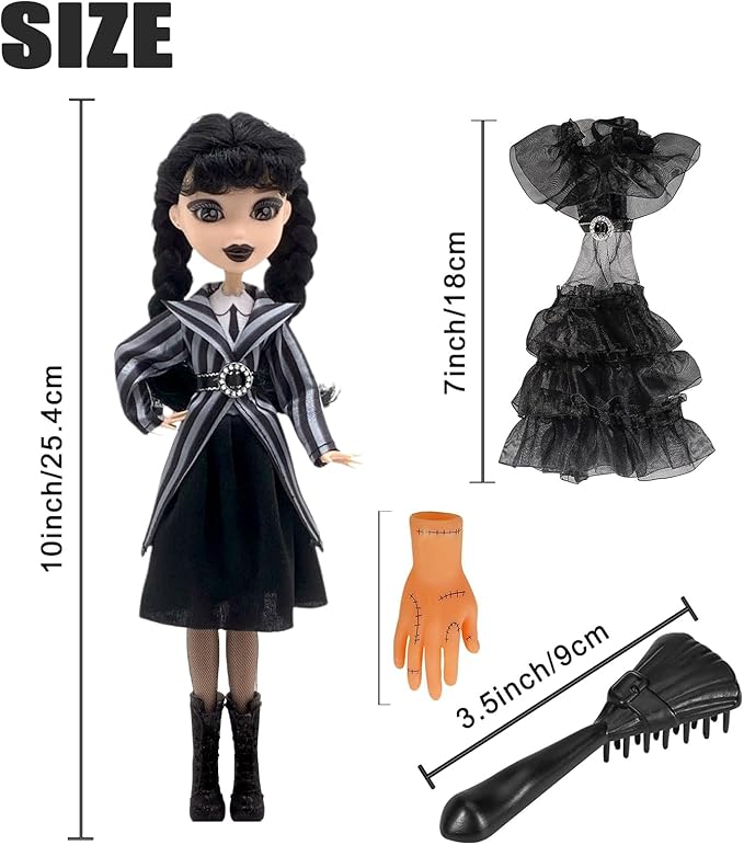 9''Adams Doll,Long Sleeve Dots Dress,Red Lips,Made to Move Adams Dolls,Birthday Gifts for Kids Girls Fans (2pcs)