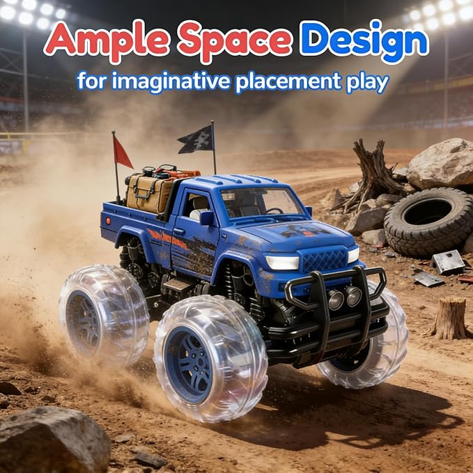 SEPHIX Monster Truck Toys for Toddler Boys Gift:2 Pack Trucks for Boys Age 2-4, Light-Up Wheels Monster Trucks for Kids Ages 4-8,Pull Back Cars for 3+ Year Old Girls,Birthday Gifts for 3 Year Old Boy