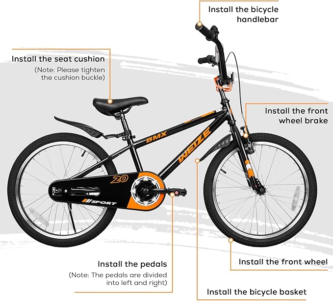 WEIZE Kids Bikes,16 20 Inch Boy's Bike for Kids,BMX Style Bicycle for Boys Girls Ages 4-12 Years Old,Kids Bicycle with Adjustable Seat,Training Wheels,Front and Rear Fender,Multiple Color Options