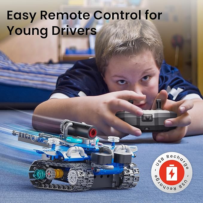 Sillbird STEM Robot Building Kit with Remote Control Gifts for Boys Ages 8-14, Buildable 5in1 Robotics Technic Coding Toy for Kids Birthday with 596 Pieces