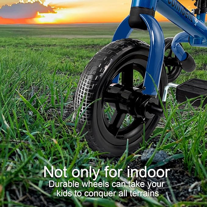 YGJT 3 in 1 Tricycle for Toddlers Age 2-5 Years Old, Folding Kids Balance Bikes with Adjustable Seat and Removable Pedal, Ride-on Toys for Infant, Gift for Baby Boys Girls Birthday(Blue)