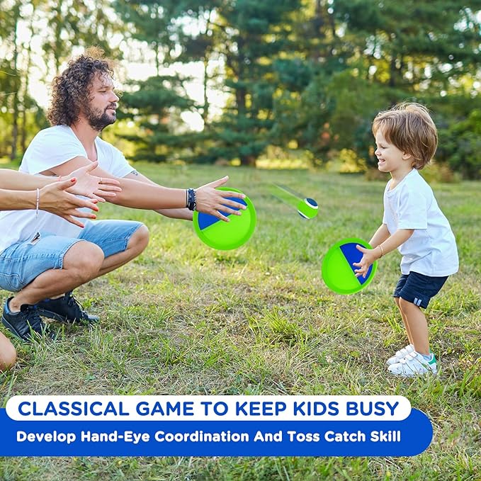 Ayeboovi Toss and Catch Ball Game Outdoor Beach Pool Toys for Kids Games 6 Paddle 3 Balls Pool Beach Lawn Yard Games 3 4 5 6 7 8+ Year Old Toddler Boys Girls Birthday Gift