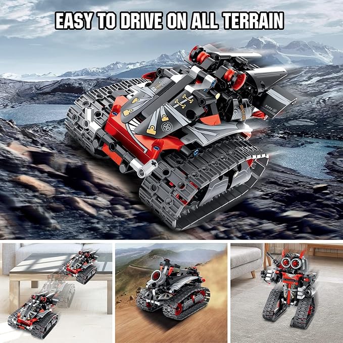 Remote Control Robot Building Kit for Boys 6-12, 3-in-1 STEM Remote & APP Controlled Coding Gear Robot/Tank/RC Car, 419 Pcs Science Learning Educational Building Blocks Toy Set Gift for Kids