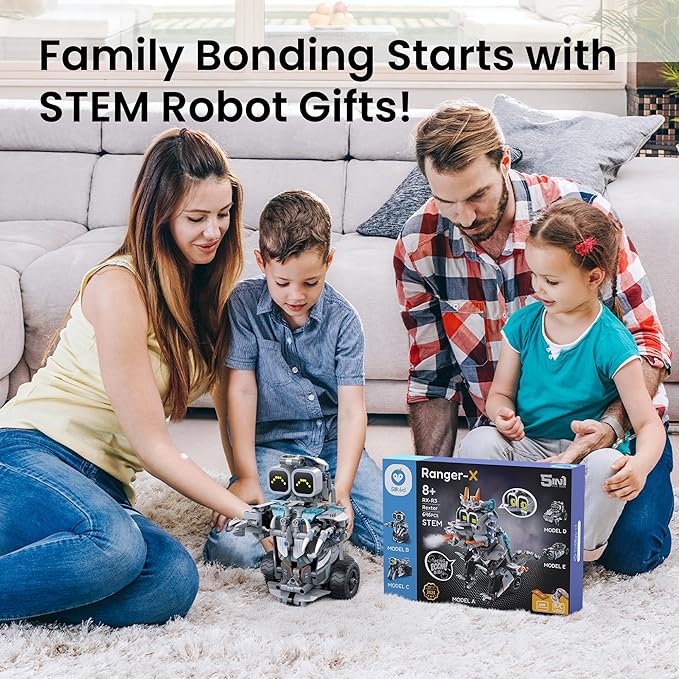 Sillbird Building Robot Dinosaur Kit with Remote Control Christmas Stem Gifts for Boys Age 8-12, Build Coding Robotic Toys for Kids Birthday, 5 in 1 Buildable Set with 646 Pieces