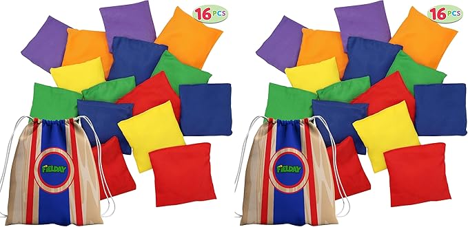 JOYIN 16 Cornhole Bean Bags for Tossing (4.7” x 4.7”), Durable Nylon All-Weather Game, Includes 15 Bean Bags and a Carry Bag, Cornhole Game Set, Party Supplies for Kids & Adults