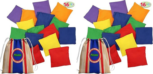 JOYIN 16 Cornhole Bean Bags for Tossing (4.7” x 4.7”), Durable Nylon All-Weather Game, Includes 15 Bean Bags and a Carry Bag, Cornhole Game Set, Party Supplies for Kids & Adults