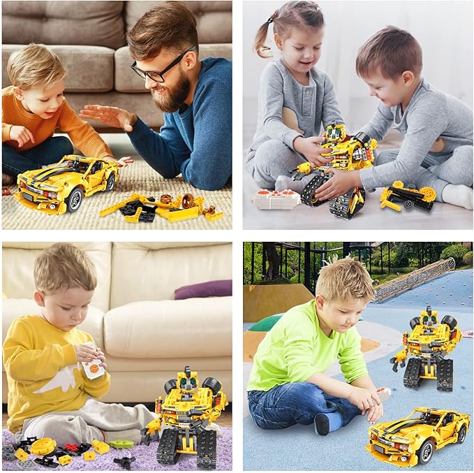 2-in-1 Build a Robot Kit, Remote & APP Controlled Robotic Building Blocks Toys STEM Projects for Kids Ages 8 9 10 11 12 13 14,Chirstmas Birthday Gift for Boys (RC Car)