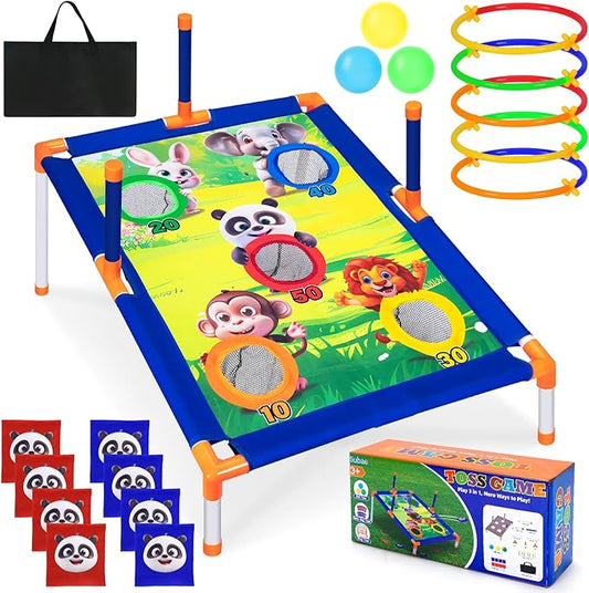 Subao Bean Bag Toss Game,3 in 1 Cornhole Set,Kids Outdoor Games,Sports & Outdoors Play Toys for Toddler Boys Girls 3 4 5 6 7 8 9,Ring Toss Game for Yard Lawn Party Family,Toys Gifts for Kids Age 3+
