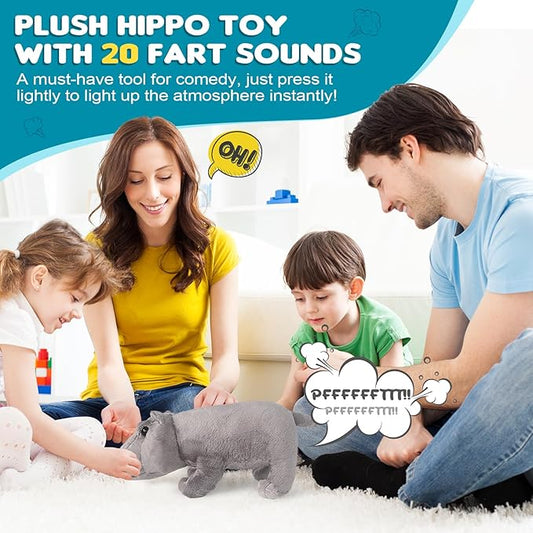 Hippo Plush Toy, Farting Plush Toy, Cute and Funny Animal Plush Toys, Lively Atmosphere Toys, Interesting Gifts for Kid and Colleagues on Birthdays, White Elephant Day, April Fools' Day, Thanksgiving