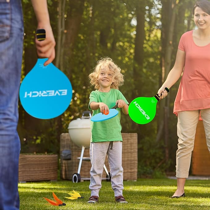 EVERICH Toss and Catch Ball Set & Paddle Ball, Outdoor Games for Kids Toys, Christmas Family Games, Beach Pool Camping Yard Game Outside Toys, Gifts for Boys Girls 3 4 5 6 7 8 9 10 11 12+ Years Old