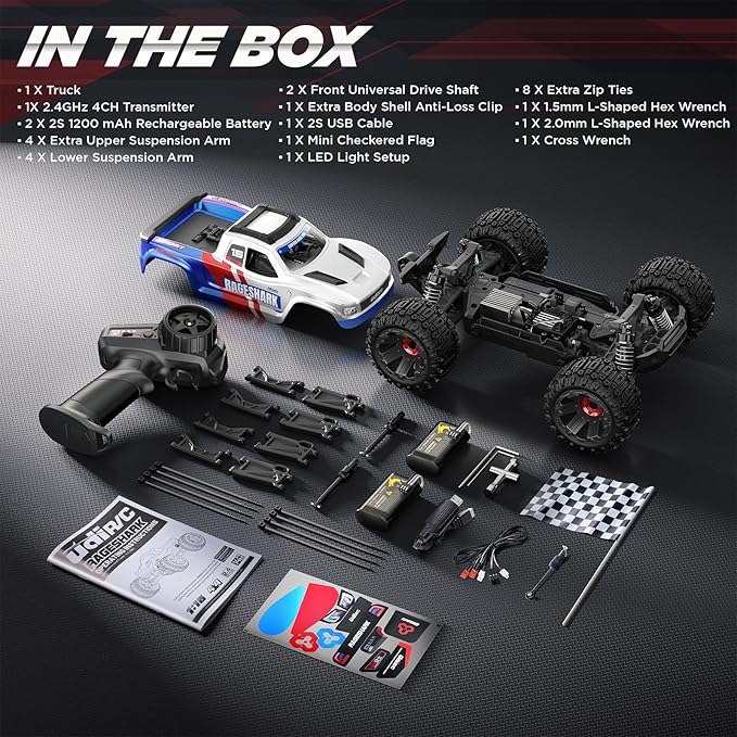 UDIRC Fast All-Terrain RC Cars, Upgradable 56 MPH, Heavy-Duty 4WD Off-Road 1:16 RC Truck, 2.4Ghz RTR Remote Control Monster Truck with with 2 Rechargeable Batteries for for Adults and Kids