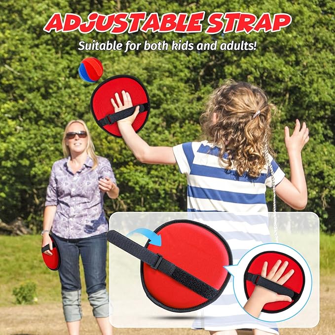 Toss and Catch Ball Game Set, Outdoor Games for Kids 3 4 5 6 7 8 9 10 11 12 Years Old Boys Girls, Outdoor Yard Games Beach Toys Pool Toys Sports & Outdoors Birthday Gifts (2 Paddles)