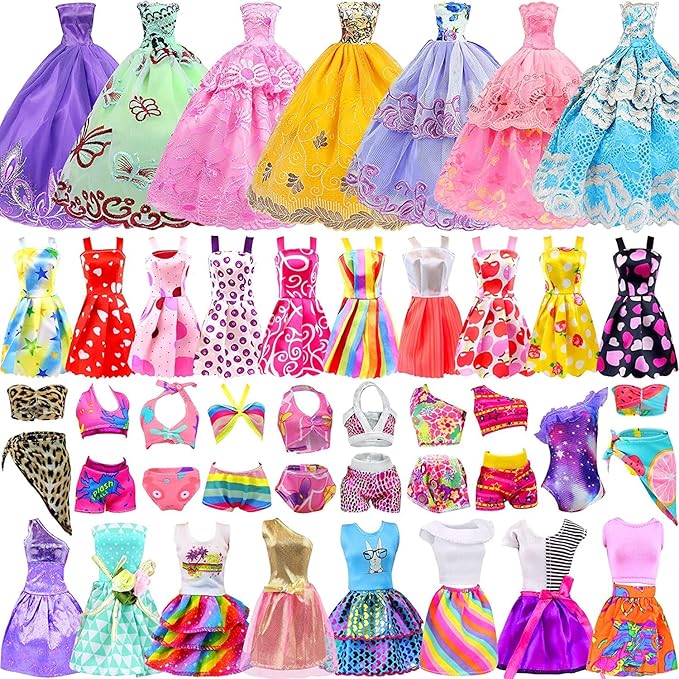 ZITA ELEMENT 11.5 Inch Girl Doll Closet Wardrobe with Clothes and Accessories Set 101 Pcs Including Wardrobe Suitcase Clothes Dresses Swimsuits Shoes Hangers Necklace Bags and Other Stuff