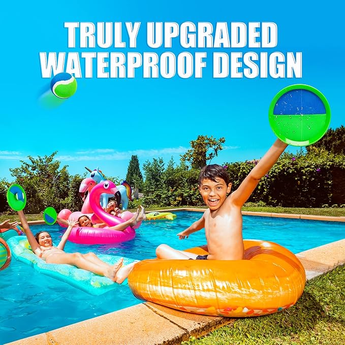 EVERICH Toss and Catch Ball Set & Paddle Ball, Outdoor Games for Kids Toys, Christmas Family Games, Beach Pool Camping Yard Game Outside Toys, Gifts for Boys Girls 3 4 5 6 7 8 9 10 11 12+ Years Old