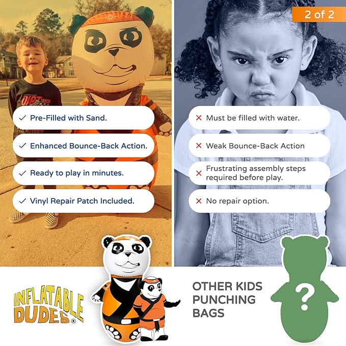 INFLATABLE DUDES Animal -Kids Punching Bag | Already Filled with Sand| Bop Bag | Premium Inflatable Toy | Punching Bag for Kids | Enhanced Bounce-Back Action! | Indoor Outdoor - Party Games