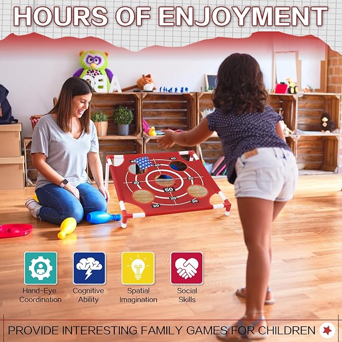 Outdoor Games Bean Bag Toss Games for Kids and Adults, Yard Lawn Games with Carry Bag, Great for Backyard, Camping, Beach