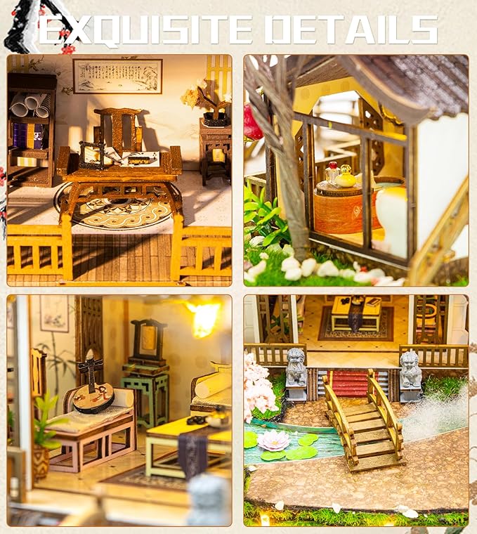 Spilay DIY Miniature Dollhouse Miniature House Kit,DIY Kit Mini Modern Villa Model with Music Box,1:24 Scale Creative Doll House Best Christmas Birthday Gift(Fairyland)