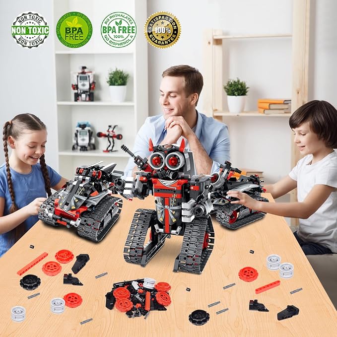 VINTOP 3-in-1 STEM Remote & APP Controlled Coding Robot Building Kit for Boys 6-12, 419 Pcs RC Robot/Tank/Car Educational Building Blocks Toy, Science Learning & Engineering Gift for Kids