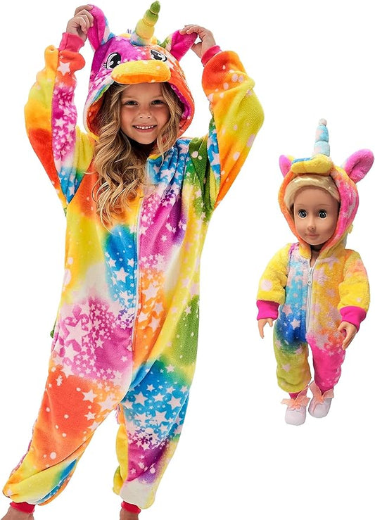 Unicorn Hooded Onesie Girls Halloween One Piece Kids Costume