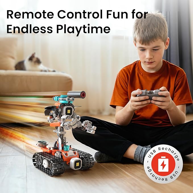 Sillbird Robot Building STEM Kit with Remote Control for Boys Ages 8-14, Technic Coding Gifts for Kids Birthday, Buildable 5in1 Robotics Toy with 596 Pieces