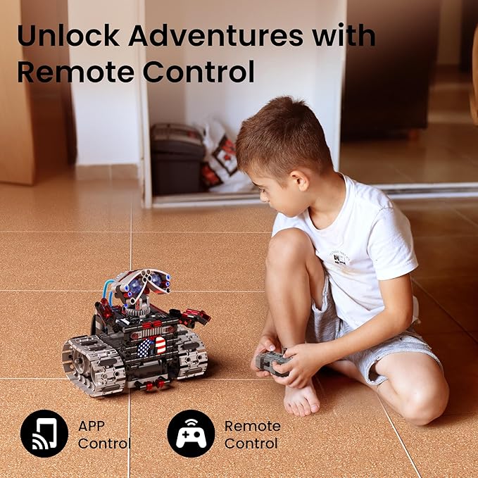 Sillbird Robot Building Kit with Remote Control Gifts for Kids Boys Ages 8-12, STEM Coding Robotic Technic Tracked Racer Car Toys for Birthday - Build 4in1 Model with 631 Pieces