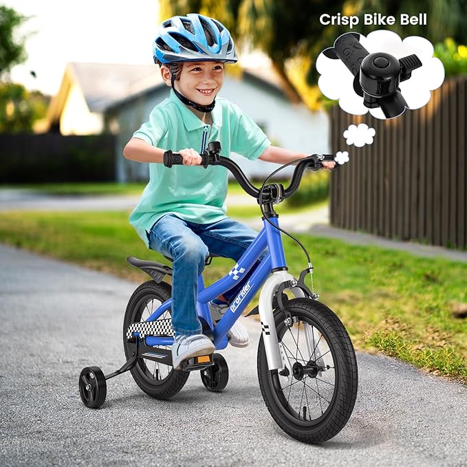 BABY JOY Kids Bike, 12 14 16 18 Inch Children Bikes for Boys Girls Age 3-8 Years w/Training Wheels, Handbrake, Coaster Brake & Removable Basket, Kids Bicycle of Multiple Colors