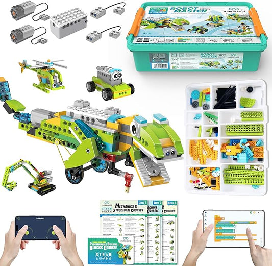 Coding Robot Kit for Kids Ages 6+, 200+ in 1 APP Control Dinosaur Robot Toy, Educational Scratch Program Robotic Kit with 47 Video Courses,Birthday Children's Day Gift for Boys Girls(600 Blocks)
