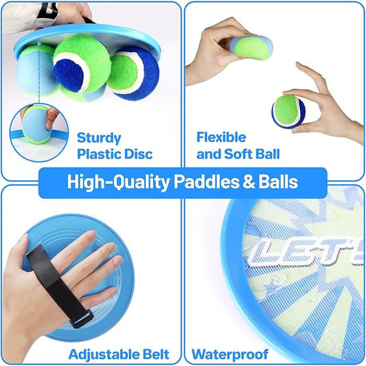 Kids Toys Toss and Catch Ball Set Game with 4 Paddles 4 Balls,Beach Toy Pool Toy Outdoor Yard Game for Kids Ages 3-12,Toys for Toddlers Age 3-5, Gifts for 3 4 5 6 7 8 9 10+ Year Old Boys Girls