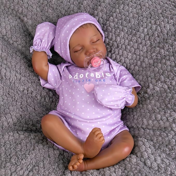 Aori Reborn Baby Dolls Black Girl - 18-inch Realistic Baby Dolls, Lifelike Soft Vinyl Black American Doll, Nice Gift for Kids, Pre-Parents, Grand-Parents, Doll Collectors