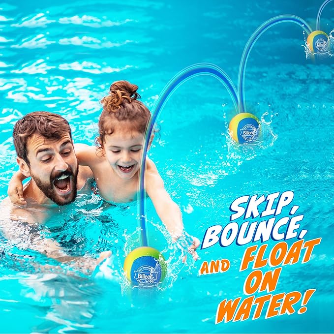 5Pcs Water Skipping Balls Set for Pool Play, Multi-Colored Splash Water Bouncing Balls, Fun Water Pool Beach Swim Toys & Games for Kids 3+ 4-8-12 and Adults