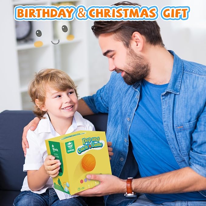 punkdog 30 PingPong Balls for Pop and Catch Ball Game - Outdoor Indoor Game Activities for Boys & Girls,Birthday and Christmas Party Favors Gifts for Kids Ages 4 5 6 7 8 10 12+ Years Old and Adults