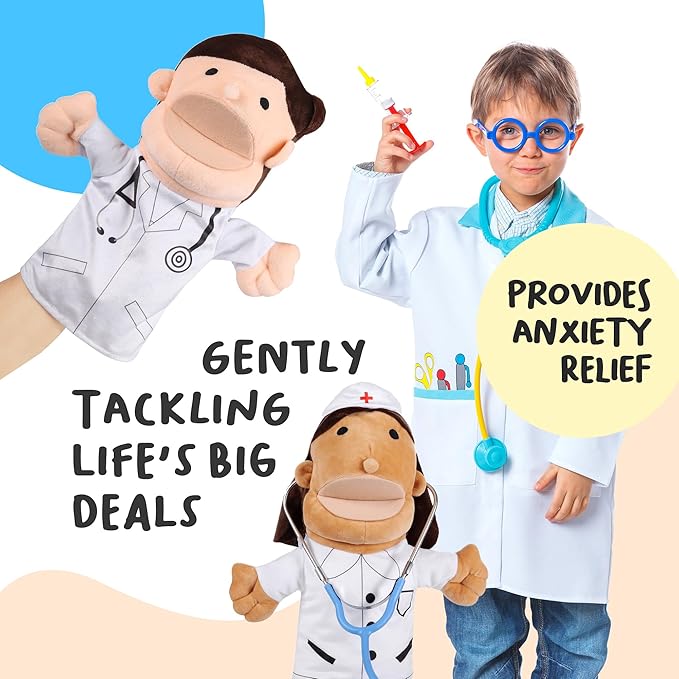 Hero Hand Puppets for Kids - Designed by Occupational Therapist, Doctor, Nurse, Firefighter + Police Officer, Interactive Educational Toy, Kids Heroes of Play, 12.5in x 11in