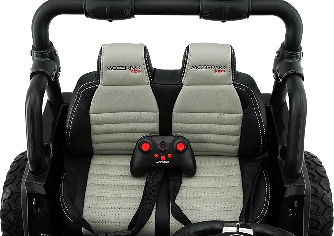 Moderno Kids Trail Explorer 2 (Two) Seater 24V Power Children Ride-On Car Truck with R/C Parental Remote + EVA Foam Rubber Wheels + Leather Seat + Bluetooth FM MP3 Music Player (Yellow)