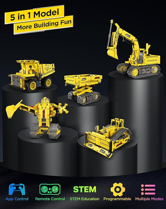 okk STEM Robot Toys for Kids 8-12, 5 in 1 APP & Remote Control Robot Building Kit, DIY Engineering Educational Coding Robotics kit, Programmable Building Toys for Boys Girls