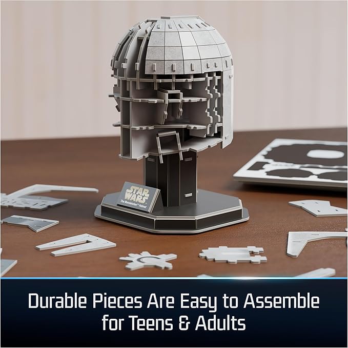 4D Build, Star Wars Mandalorian Helmet 3D Model Kit, Star Wars Collectibles & Desk Decor, Adult Puzzle, Building Toys, 3D Puzzles for Adults & Teens, 88 Pieces, Gift Ideas for Ages 12 & Up