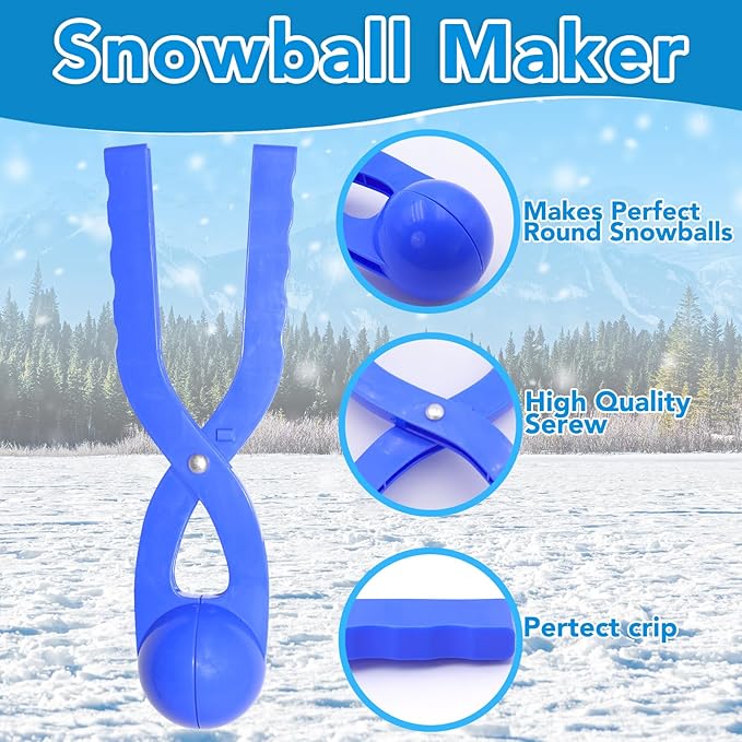 Snow Ball Maker for Kids Large Size Snowball Maker Mold Snow Toys for Toddlers 4-5 Winter Outdoor Indoor Snowball Fight Set - Toys for 4-12 Year Old Boys Girls (Set of 2,Red&Blue)