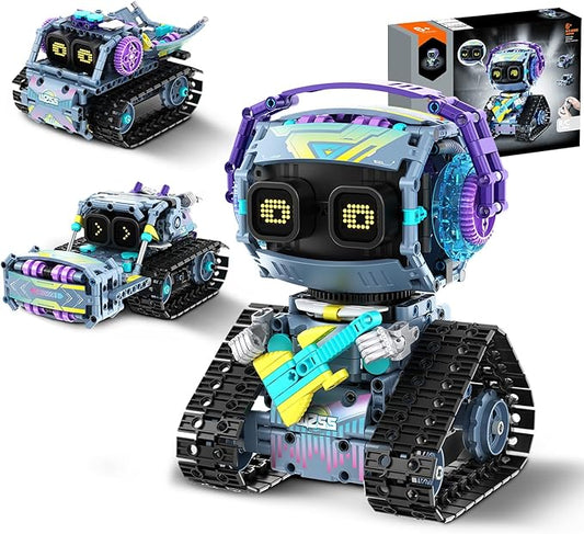 Robot Building Kit with Remote Control STEM Gifts for Kids Boys Ages 8-12, Coding Robotic Technic Creative Toys for Birthday - Build 3 in1 Model with 433 Pieces