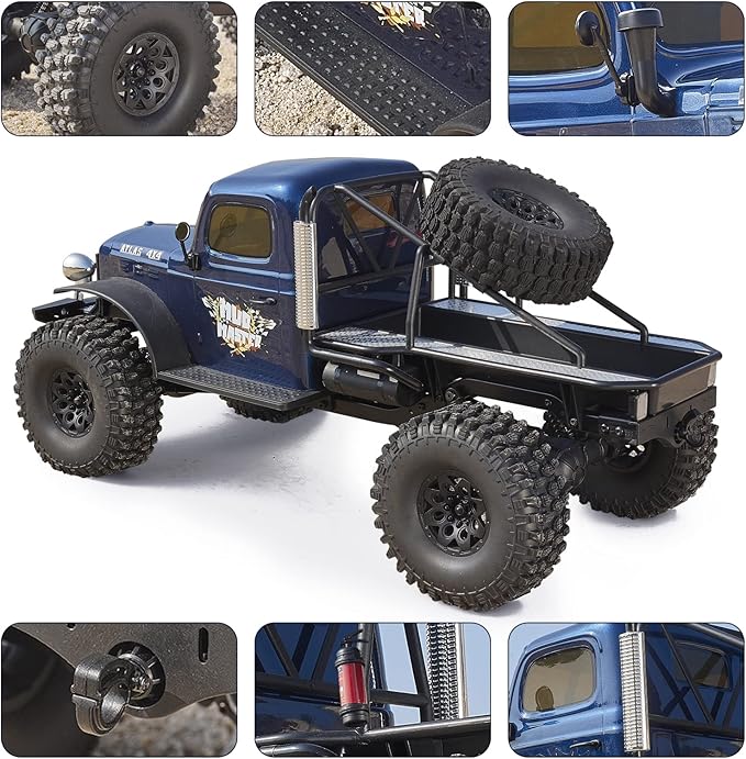 BEEZRC RocHobby 1/10 Scale Atlas 4WD 2.4GHz RC Crawler Offroad Truck Hobby Grade Remote Control Car with Vehicle Transmitter for Adults (Blue)