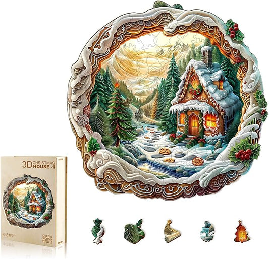 Wooden Puzzles for Adults, Wooden Adult Puzzles, Flat Puzzles with 3D Visual Effect When Completed, Christmas Puzzles Gifts for Puzzle Lover, Wooden Jigsaw Puzzles (L-13.4 * 13.3in 270pcs)