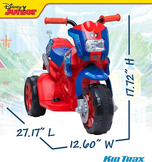 Kid Trax 6V Marvel Spiderman Disney Junior Toddler Bike - Ride On Toys, Kids Bike, Outdoor Toys, Tricycle, Bikes, Marvel Toys, Trike, Max Speed 1.5mph, 18-36 Months, Max Weight of 44Lbs, Red & Blue