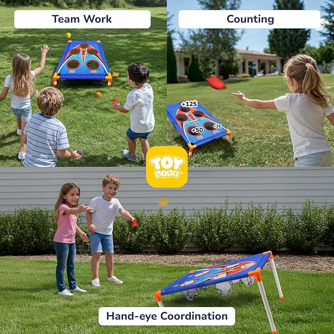 TOY Life Bean Bags Toss Carnival Games, Cornhole, Outdoor Toys for Kids Ages 4-8, Backyard Game Sports & Outdoor Play, Outside Toys for Ages 5-7, Family Lawn Yard Games Birthday Party, Gift for Boys