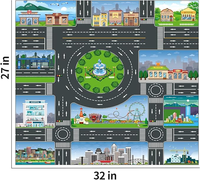 TEMI Toddler Toys for 3 4 5 6 Years Old Boys, Die-cast, Alloy Metal Emergency Fire Rescue Vehicle Transport Car / Truck Toys Set w/Play Mat for Age 3-9 Toddlers Kids Boys & Girls