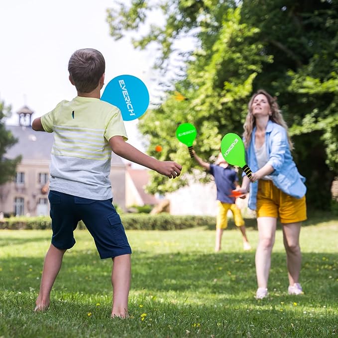 EVERICH Toss and Catch Ball Set & Paddle Ball, Outdoor Games for Kids Toys, Christmas Family Games, Beach Pool Camping Yard Game Outside Toys, Gifts for Boys Girls 3 4 5 6 7 8 9 10 11 12+ Years Old