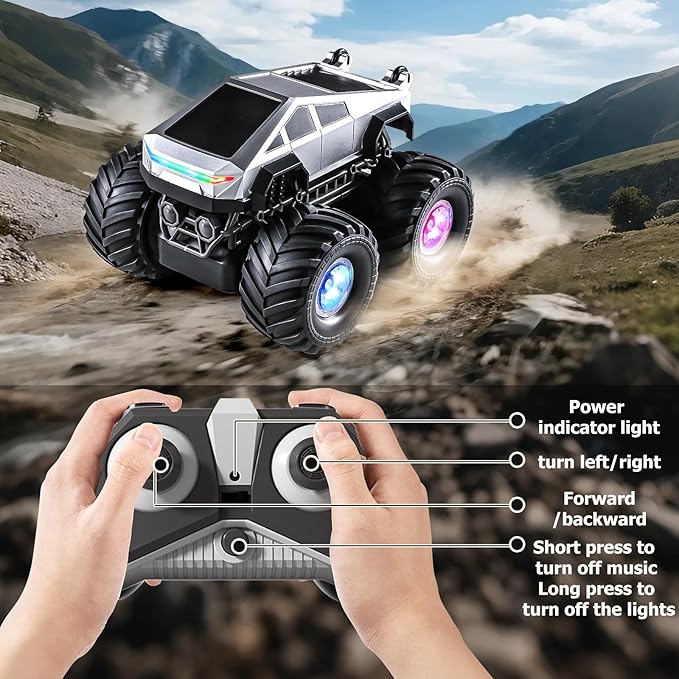 Remote Control Car, 4WD 25 KPH High Speed All Terrain RC Truck, 2.4GHz Remote Control Pick-up Truck with 2 Rechargeable Batteries, 1:24 Scale Hobby Monster Car Toys for 6+ Years